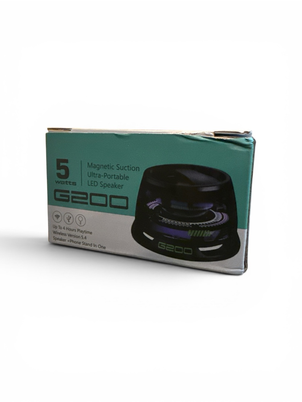 G200 Magnetic Suction LED Portable Speaker for Phones - Black